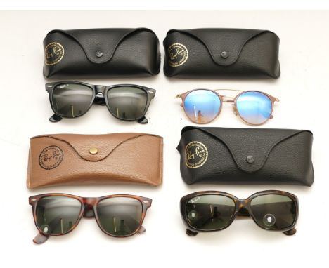 Ray-Ban; four cased pairs of Ray-Ban designer sunglasses. 