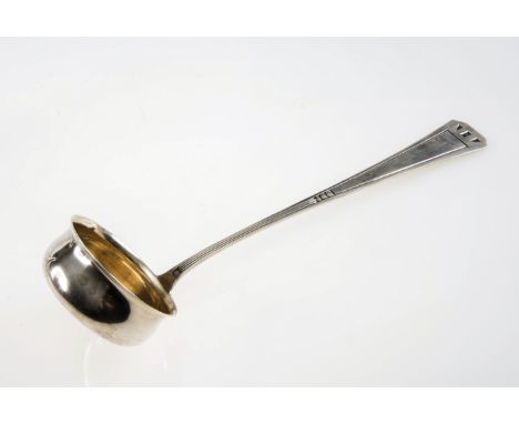 A GERMAN SILVER SOUP LADLE, IN THE ART NOUVEAU TASTE, c.1900, Gebruder Kobelin, stamped 800. 31cm, 6 troy ounces 