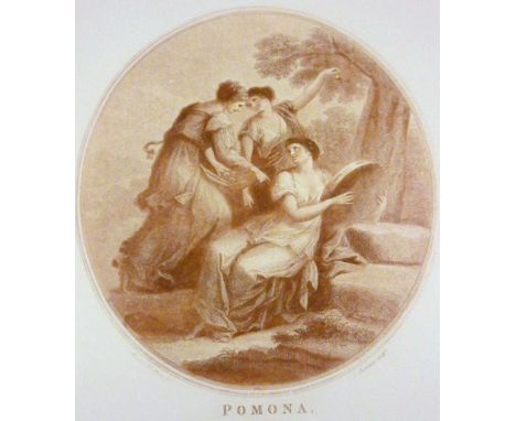 AFTER ANGELICA KAUFFMANN, BEAUTY AND PRUDENCE, A SANGUINE STIPPLE ENGRAVING, by J.M. Delattre, 19th century, framed; together