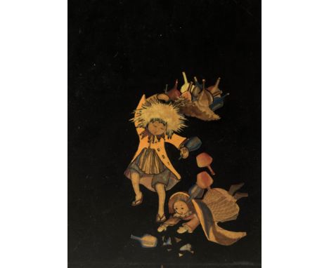 KATIE BLACKMORE (1913-1950) CHINESE CHILDREN BREAKING BOTTLES, signed K. Blackmore top left and bottom right, watercolour, fr