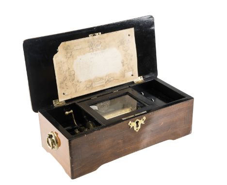 A LATE 19th CENTURY SWISS CYLINDER MUSICAL BOX, by Charles Ullman, playing 12 airs with a song sheet, in a fitted wooden box 