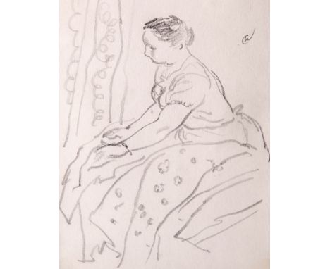 CHARLES CLIXBY WATSON (ENGLISH 1906-1964), WOMAN WITH ROLLING PIN, pencil, signed with a monogram, Alexandra Williams Gallery