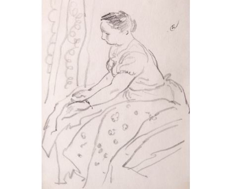 CHARLES CLIXBY WATSON (ENGLISH 1906-1964), WOMAN WITH ROLLING PIN, pencil, signed with a monogram, Alexandra Williams Gallery