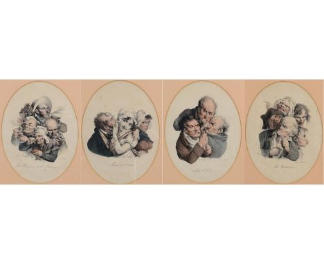 Louis Leopold Boilly (1761-1845) French ''La série des Grimaces et caractères '' Lithograph, each 32cm by 24cm (4)