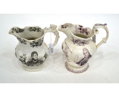 A Goodwin, Bridgwood &amp; Harris Pottery George IV Commemorative Pottery Jug, circa 1830, printed in black with a bust portr