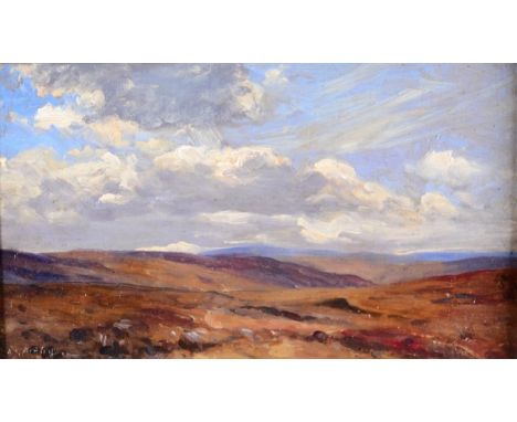 Albert George Stevens (1863-1925) ''Askrigg, Yorkshire'' Signed, oil on board, 12.5cm by 20.5cm  Provenance: T.B &amp; R Jord