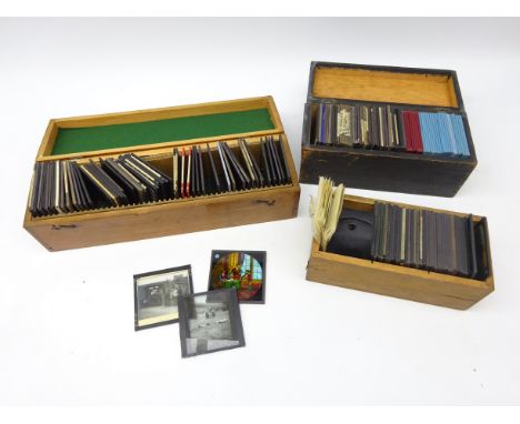 Collection of magic lantern slides showing scenes of Egypt, Wonders of the World, Heraldic Seal, Guides, topographical, build