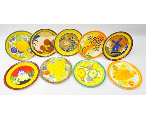 Nine Wedgwood Bradford Exchange Clarice Cliff design plates, some ltd. ed. with certificates (9)