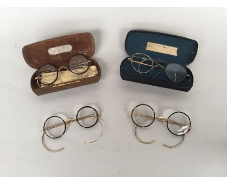 A collection of four 1930's/40's vintage gold and tortoiseshell reading glasses marked (10-10) WOC, ALGHA20 some in cases 