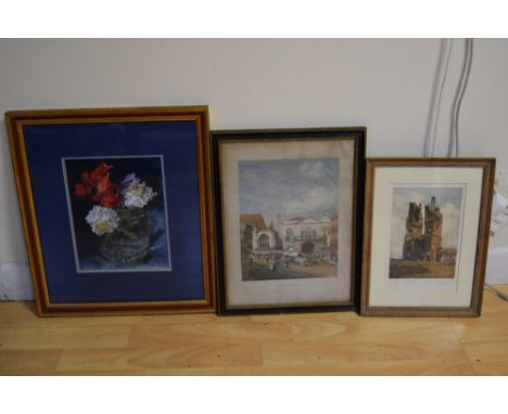 A quantity of pictures including Robin MK Sanderson 'Sweet Peas and Poppies, pastel on paper, framed, together with two other