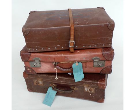 Two vintage suitcases and a laundry case stamped 'Pineland Laundry' Parkstone. (3)