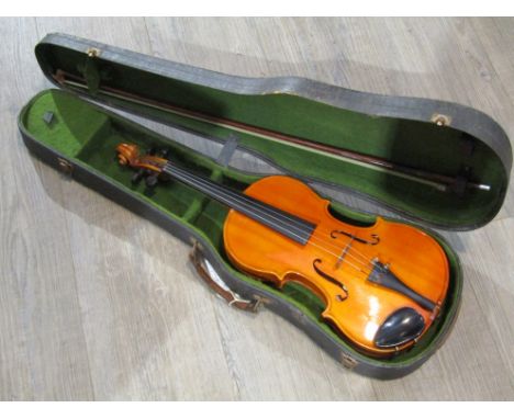A Skylark full size (3/4) violin, 56cm length, with bow and hard case 