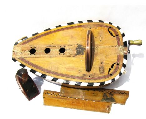 A mid 19th Century French Pouget Ardentes hurdy gurdy with painted decoration, head design neck, lute form body, for restorat