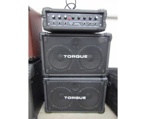 A pair of Torque PA amplifiers together with Torque T250K amplifier head with leads (3)