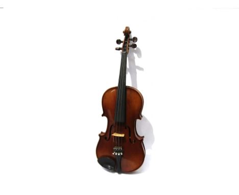 An early-mid 20th Century full size (4/4) violin, no maker's name, 59cm length, with bow and hard case 