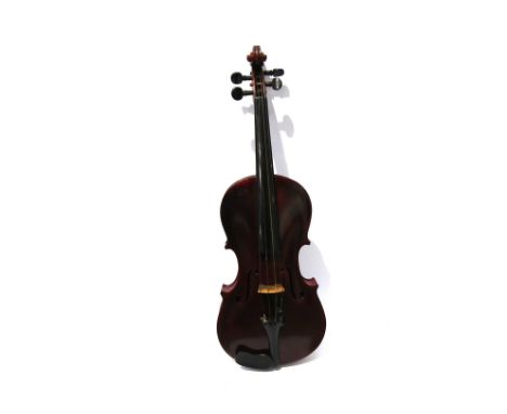 A 20th Century Stradivarius copy full size (4/4) violin, 58cm length, cased 