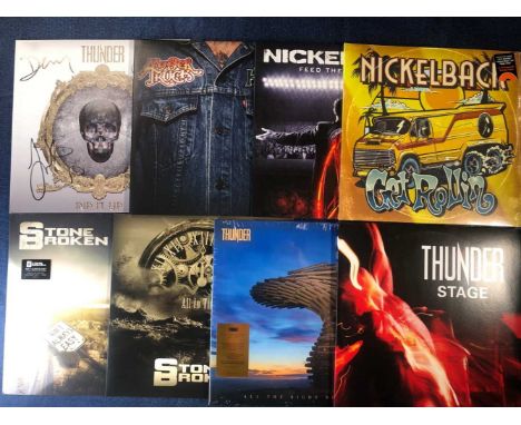 Country Metal - 8 LP records; Thunder: Rip It Up - 2017 German pressing 2xLP signed limited edition gold vinyl, All The Right