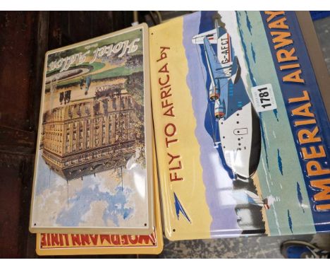 Three vintage style metal signs.