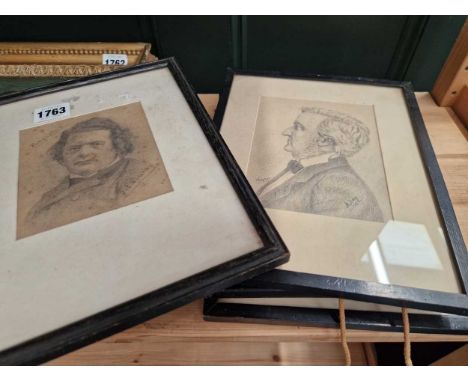 A group of four pencil portrait studies of musicians