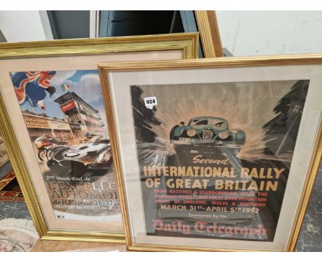 Two vintage-style motor racing posters.