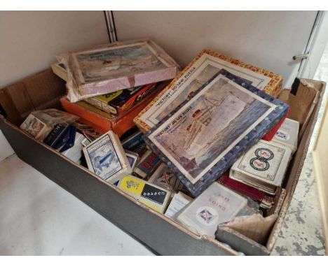 A Good collective lot of Vintage shipping and cruise line related card games, jigsaws,souveneirs etc.