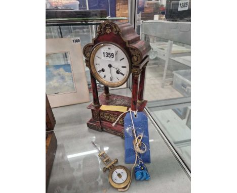 A Victorian tortoiseshell cased Portico clock.