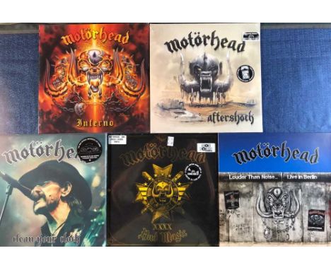Motorhead - 5 LP records and 2x7" singles; Inferno - 2xLP Sealed 2004 German release, Aftershock - Sealed RSD 2014 reissue li