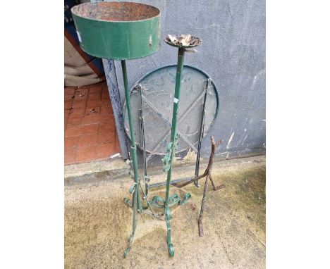 A vintage cart axle stand etc.