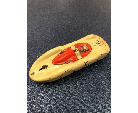 An early tin plate racing car Biller-Toy,  made in U.S Zone Germany