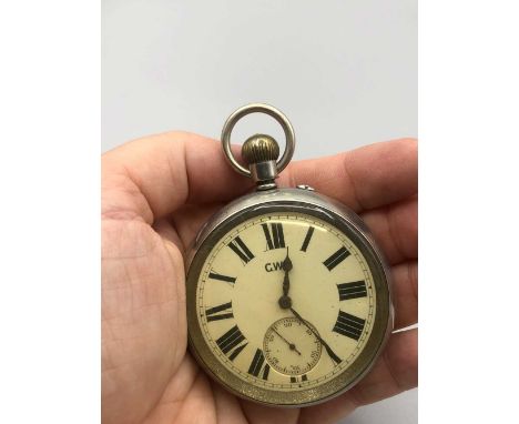A vintage G.W.R., Great Western Railway pocket watch. The movement engraved 177497, Rotherhams, London, the reverse of case G