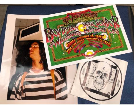 3 posters - Bob Dylan/Stevie Wonder 30th anniversary San Jose arena/Univ of Texas, R. Tuten design, psychic tv - fold out pos