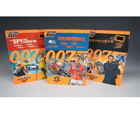Three Hasbro Action Man James Bond limited edition figures, comprising Goldeneye, Thunderball and The Spy Who Loved Me, all b