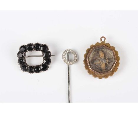 A Victorian gold mounted pendant compass, the compass pointer designed as a bee, the reverse mounted with an octagonal cornel