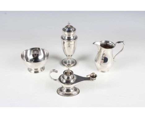 A George V silver Aladdin's lamp table lighter with snake head handle, on an oval stepped foot, Birmingham 1933 by Asprey &am