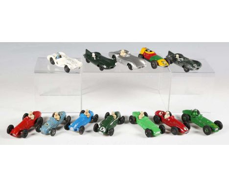 Twelve Crescent Toy racing and sports cars, including Maserati, Aston Martin, BRM and Mercedes-Benz 2.5 litre grand prix (pla