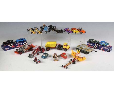 A collection of Corgi Toys vehicles, including No. 803 The Beatles Yellow Submarine, No. 266 Chitty Chitty Bang Bang, two Bea
