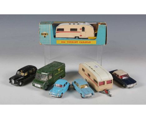 A Tri-ang Spot-On No. 264 tourist caravan, within a window box (box creased, torn, scuffed and lacking end flap and tabs), to