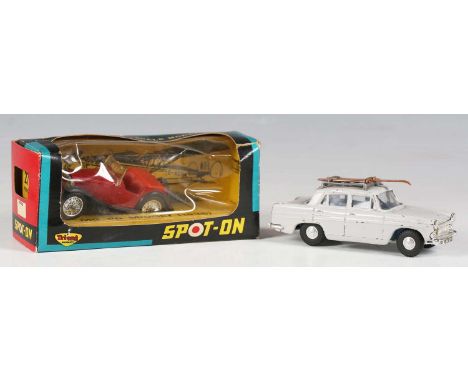 A Spot-On No. 397 MG PB Midget, boxed, a No. 184 Austin A60 Cambridge and a box for a No. 262 Morris 1100.