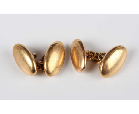 A pair of gold cufflinks with oval backs and fronts, detailed ‘15.625', dimensions of each front and back 1.6cm x 1cm, weight