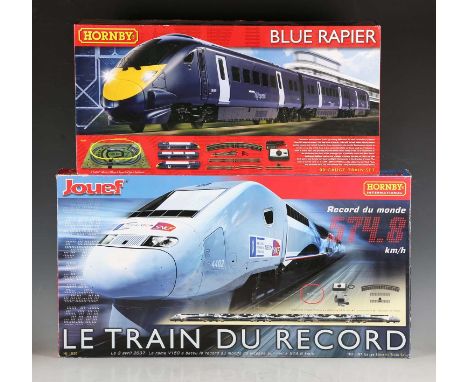 A Hornby OO gauge R.1139 Blue Rapier part train set, boxed, together with a Hornby DCC Ready R.1071 Eurostar train set, boxed