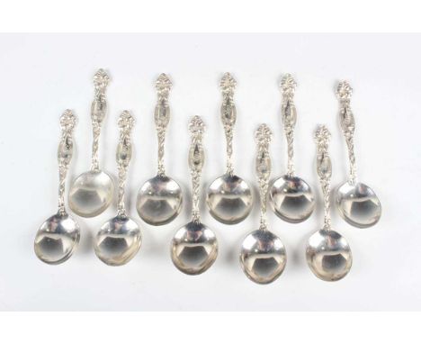 A set of ten American International Silver Co sterling Frontenac pattern ice cream spoons, weight 192.3g, length 12.5cm.