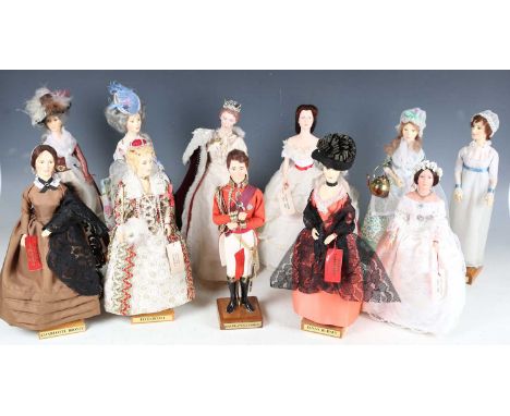 Eleven Ann Parker English Costume Dolls, comprising Queen Victoria, Jane Austen, Vivien Leigh, An English Costume of 1775, Qu