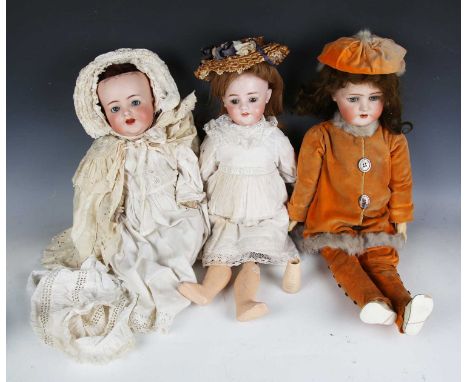 A Simon &amp; Halbig S&amp;H bisque head doll, impressed '1078 11½', with later brown wig, sleeping blue eyes, open mouth sho