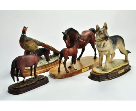 A well presented group of ceramic horse, pheasant and alsation related studies / sculptures, various makers. Appear excellent