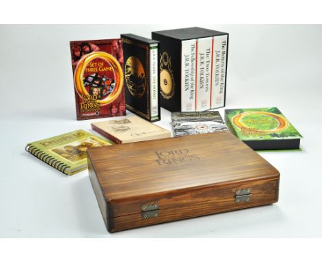 Lord of the Rings LOTR collectables comprising Various Audio Books, games including attractive Wooden Cased Backgammon. Appea