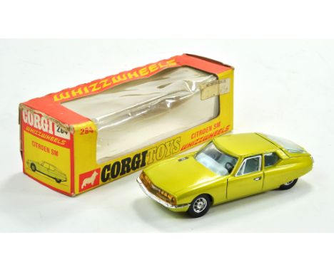 Corgi No. 284 Citroen SM. Lime green example appears very good to excellent, very little, almost no signs of wear in a fair b