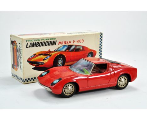 Asaki Japanese Tinplate Large Scale Battery Operated Lamborghini Miura P-400 Sports Car. A superb functional example, in orig