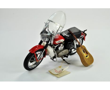 Franklin Mint Elvis' 1956 Harley Davidson Model KH Motorbike with Guitar and Case. Hard to find issue has been displayed, wou