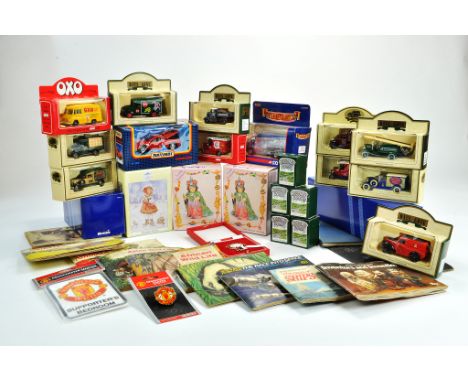A misc diecast group comprising Corgi Commercials, Lledo, Matchbox and other collectables, including Cigarette Card Albums an