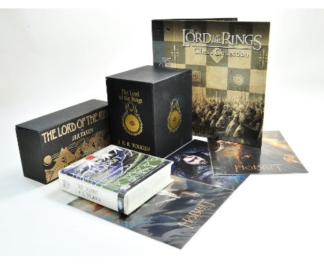 Lord of the Rings LOTR collectables comprising trio of limited edition sets of Audiobooks, chess collection binder, and poste